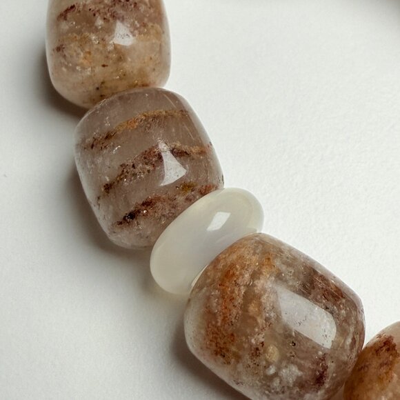Phantom Quartz Barrel Bead Bracelet with Smoky Quartz - Picture 5 of 10